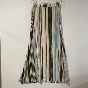 Vince Camuto Striped Midi Skirt Size Small Pastel Blue Pink Green A-Line Summer
